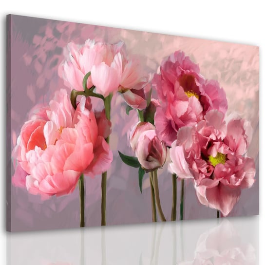 Nowoczesny Obraz Drukowany Na Płótnie Kwiaty Piwonii W Różu 120X80Cm Ludesign-gallery