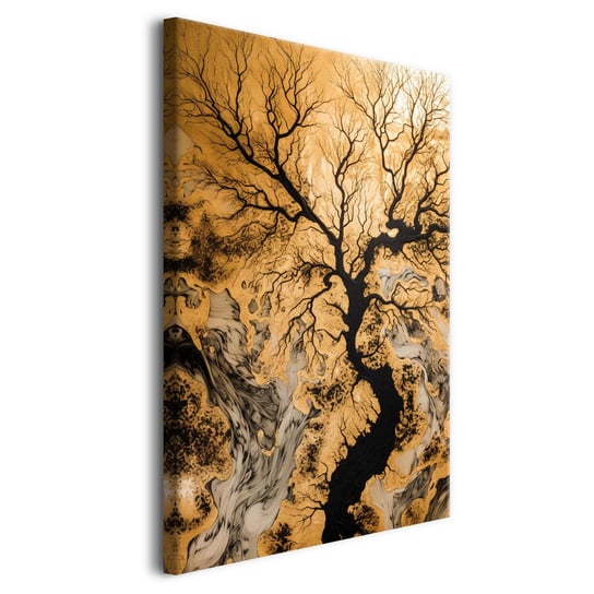 Nowoczesny obraz na płótnie obrazy na ścianę abstrakcja złote drzewo 80x120 Naklejkomania