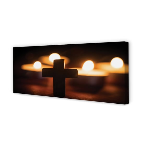 Nowoczesny Obraz na płótnie TULUP Krzyż świeczki 125x50 cm Tulup