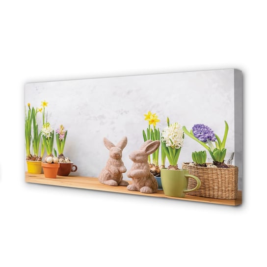 Nowoczesny Obraz na płótnie TULUP Kwiaty króliki 100x50 cm Tulup