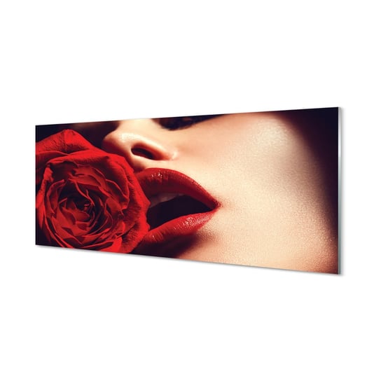 Nowoczesny obraz TULUP Róża kobieta usta 125x50 cm Tulup