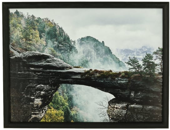 Nowoczesny obraz w czarnej ramie o wymiarach 30x40 cm - Foggy lanscape POSTERGALERIA