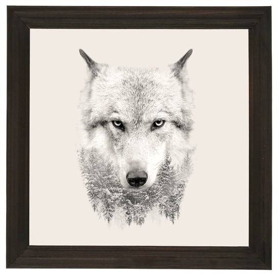 Nowoczesny obraz w drewnianej ramie o wymiarach 20x20 cm - Wolf POSTERGALERIA