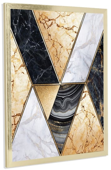Nowoczesny obraz w złotej ramie, Geometryczne wzory, 30x40 cm POSTERGALERIA