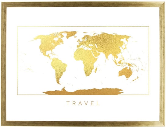 Nowoczesny obraz w złotej ramie, Mapa , 50x70 cm POSTERGALERIA