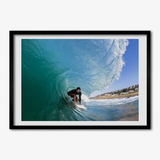 Nowoczesny Obraz z ramką TULUP Surfer na fali 70x50 cm Tulup