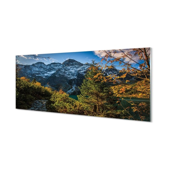 Nowoczesny panel szklany Góry jezioro 125x50 cm Tulup