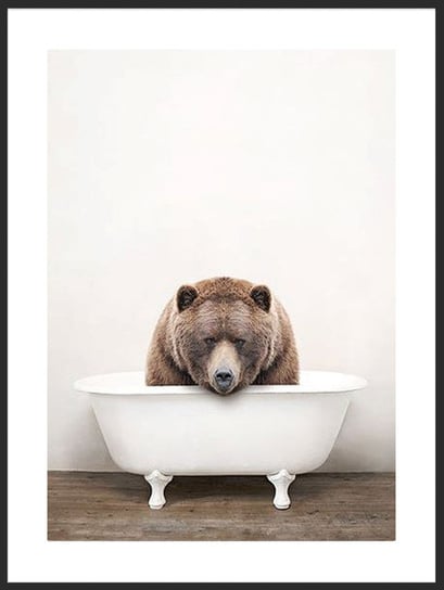 Nowoczesny plakat FABRYKA PLAKATU Niedźwiedź w Wannie A4, 21x30 cm Fabryka plakatu