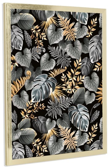 Nowoczesny plakat w złotej ramie, Jungle black, 30x40 cm POSTERGALERIA