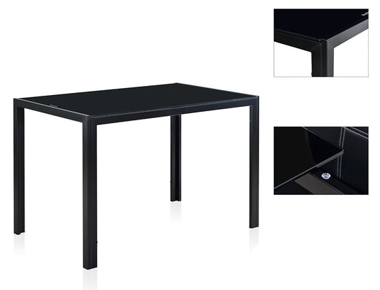 Nowoczesny stylowy prostokątny stół - czarny - szkło/stal - 120x70cm MebloweLove