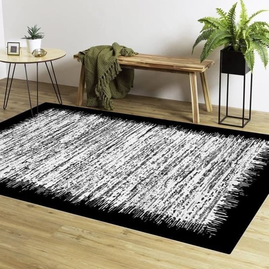 Nowoczesny szary dywan z czarną krawędzią 50 x 80 cm MANI TEXTILE