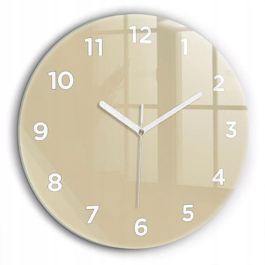Nowoczesny szklany zegar ścienny z nadrukiem Beżowy białe wskazówki fi60 cm Inna marka