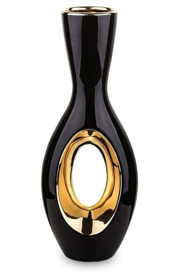 Nowoczesny wazon ceramiczny czarno-złoty Pigmejka