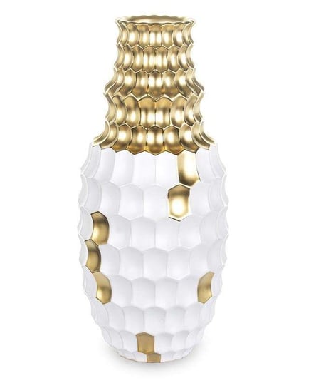 Nowoczesny wazon ceramiczny Modern biało-złoty Pigmejka