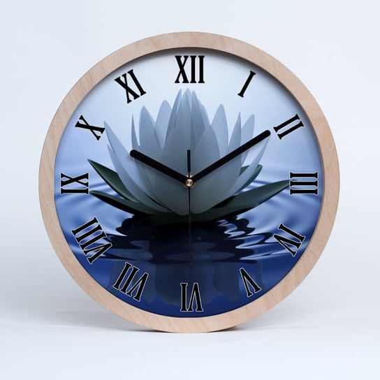 Nowoczesny wiszący zegar drewno lilia wodna fi 30, Tulup Tulup