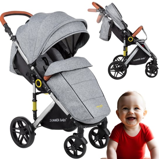 Nowoczesny Wózek Spacerowy SUMMER BABY Sempre SZARY Summer Baby