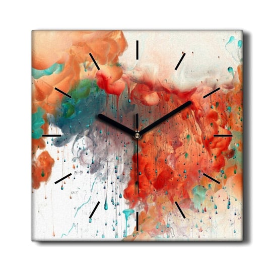 Nowoczesny zegar na płótnie Deszcz farby 30x30 cm, Coloray Coloray
