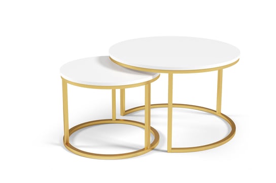 Nowoczesny złoto-biały stolik kawowy 2w1 do salonu Inna marka