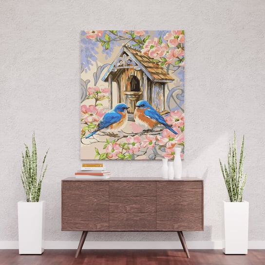 Nowy domek  kowalików - Malowanie po numerach  50x40 cm ArtOnly