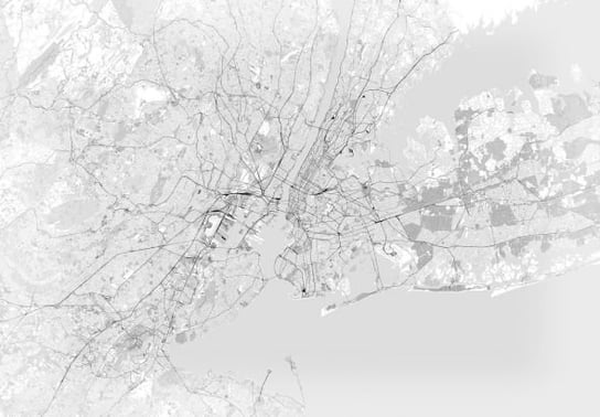 Nowy Jork - Mapa W Odcieniach Szarości - Fototapeta Nice Wall