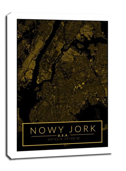 Nowy Jork mapa złota - obraz na płótnie 40x50 cm Galeria Plakatu