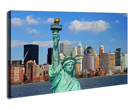 Nowy Jork - Statua Wolności Manhattan Skyline - obraz na płótnie 60x40 cm Galeria Plakatu