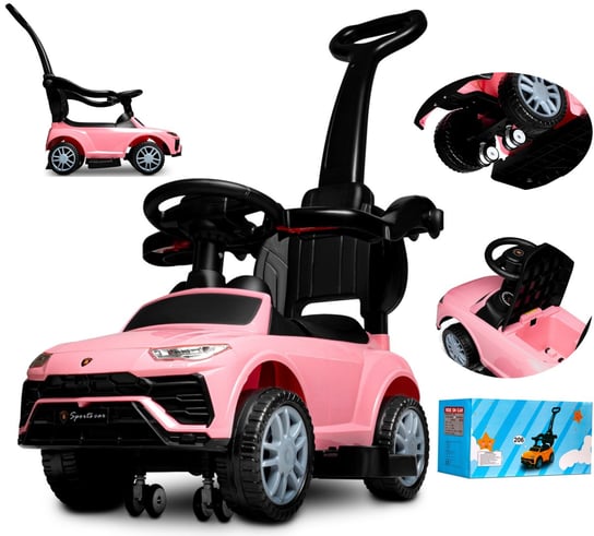 Nowy Sportowy jeździk SUV pchacz miękkie Kółka różowy Joy4Kids