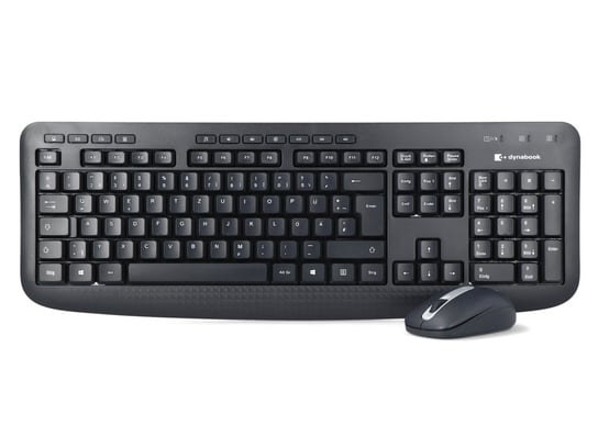 Nowy Zestaw Bezprzewodowy Dynabook Keyboard & Silent Mouse KL50M - DE PA5350E-1EGR Klawiatura + Mysz + Naklejki Toshiba