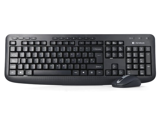 Nowy Zestaw Bezprzewodowy Dynabook Keyboard & Silent Mouse KL50M - ES PA5350E-1SPH Klawiatura + Mysz + Naklejki Toshiba