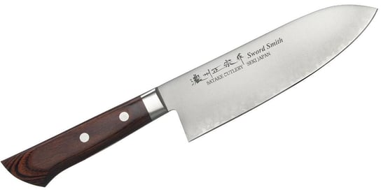 Nóż kuchenny SATAKE Unique Mahogany Santoku, brązowy, 17 cm Satake