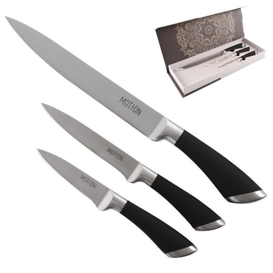 Nóż / noże kuchenne stalowe 3el MOTION zestaw noży Orion