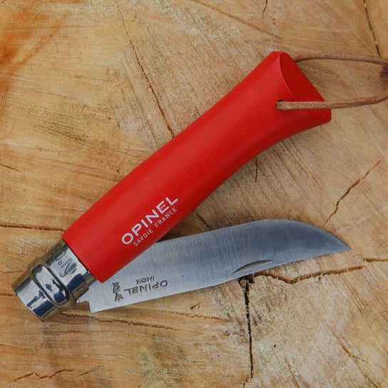 Nóż Opinel Colorama 08 inox grab czerwony z rzemieniem Opinel