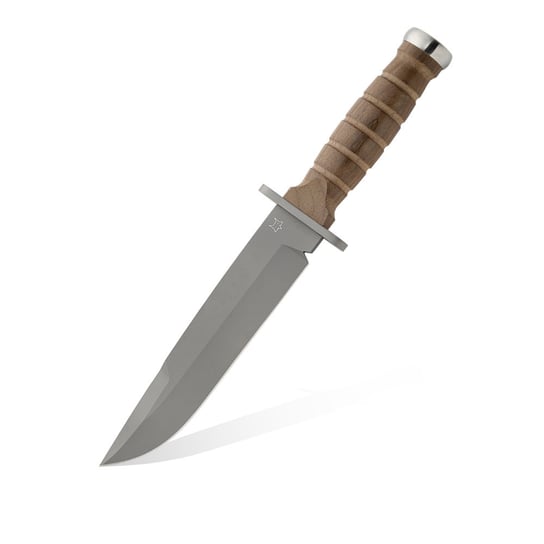 Nóż survivalowy FOX Knives Defender FX-689 Sand Blasted N690Co Walnut Wood Leather FOX Knives