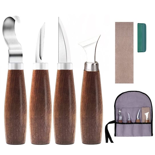 Noże do rzeźbienia w drewnie dłuta stolarskie zestaw narzędzi 7 el. w etui Craftec