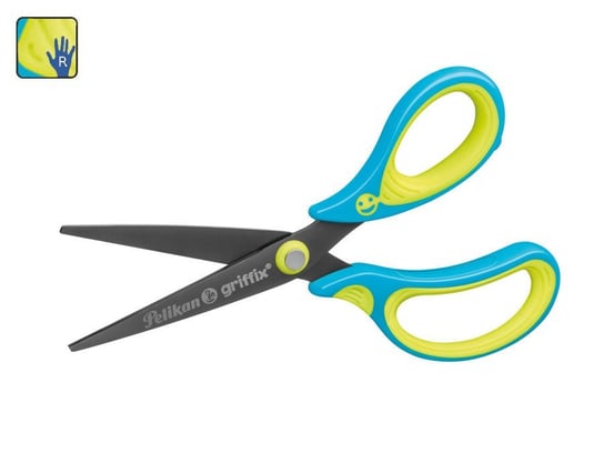 Nożyczki GRIFFIX tytanowe praworęcz 14,5cm PELIKAN - praworęczne \ niebieski || zielony Pelikan