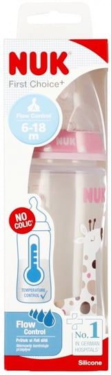 NUK Butelka z wskaźnikiem temp. 300 ml 6-18m First Choice  różowa Nuk