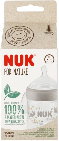 NUK Butelka ze smoczkiem silikonowym 150 ml S For Nature popielata Nuk