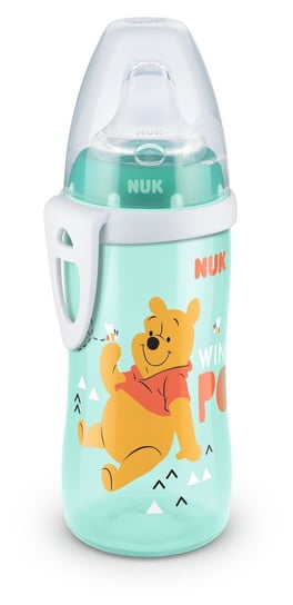 Nuk, Disney Kubuś Puchatek. Active Cup, Kubek z silikonowym ustnikiem, Turkusowy, 12m+, 300 ml Nuk