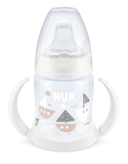Nuk FC+ butelka 150ml z uchwytami i ze wskaźnikiem temperatury ustnik silikonowy niekapek od 6m-cy biała Nuk