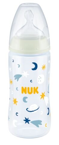 Nuk FC+ butelka 300ml ze wskaźnikiem temperatury night smoczek silikonowy 6-18m-cy m księżyc/gwiazdki Nuk