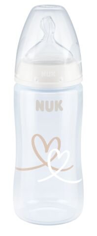 Nuk FC+ butelka 300ml ze wskaźnikiem temperatury smoczek silikonowy 6-18m-cy flow control biała Nuk