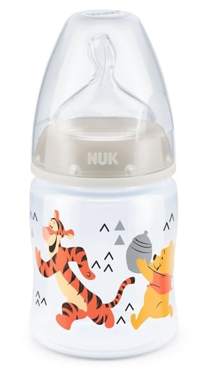 Nuk, FC+, Disney Kubuś, Butelka PP do mleka, silikon, Szara, 0-6 m, rozmiar M, 150 ml Nuk