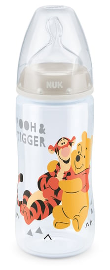 Nuk, FC+, Disney Kubuś, Butelka PP do mleka, silikon, Szara, 0-6 m, rozmiar M, 300 ml Nuk
