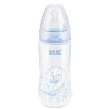 Nuk, First Choice, Butelka z tworzywa, 300 ml, Blue + smoczek silikonowy, 1M Nuk
