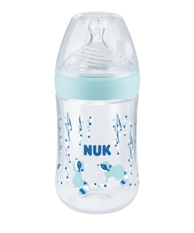 Nuk nature sense butelka 260ml ze wskaźnikiem temperatury silikonowy smoczek m niebieska Nuk