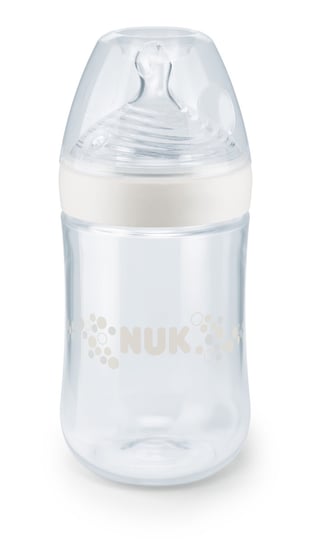 Nuk, Nature Sense, Butelka PP do mleka, silikon, Biała, 6-18 m, rozmiar M, 260 ml Nuk