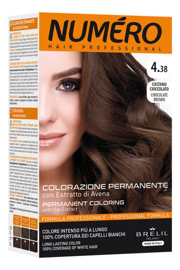 Numero, Permanent Coloring, Farba do włosów 4.38 chocolate brown, 140 ml Numero