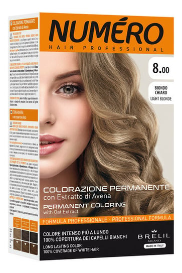 Numero, Permanent Coloring, Farba do włosów 8.00 light blonde, 140 ml Numero