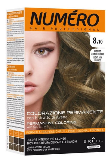 Numero, Permanent Coloring, Farba do włosów 8.10 light ash blonde, 140 ml Numero