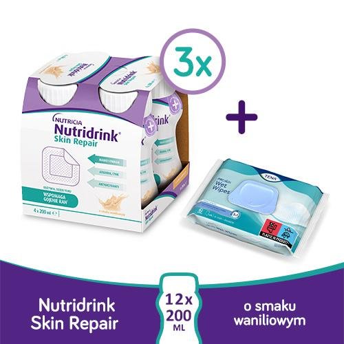 Nutridrink, 3x Zestaw Skin Repair Van.+ Tena Proskin Nutricia